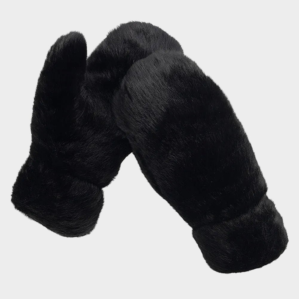 Faux Fur Puffer Mittens