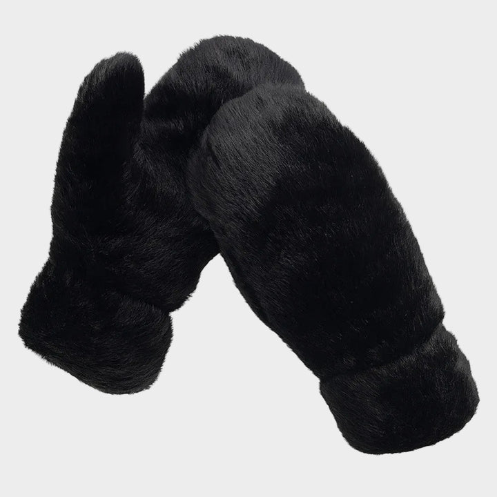 Faux Fur Puffer Mittens