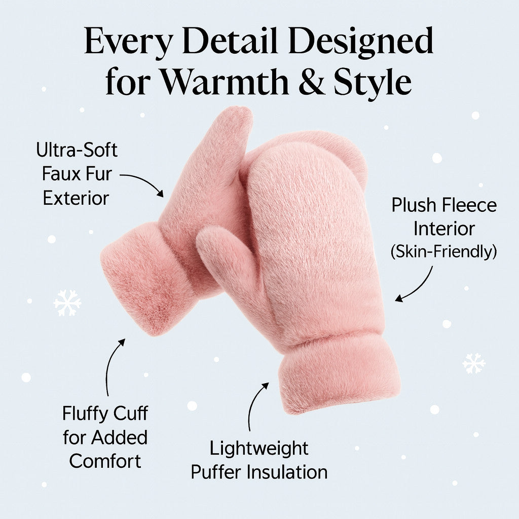 Faux Fur Puffer Mittens