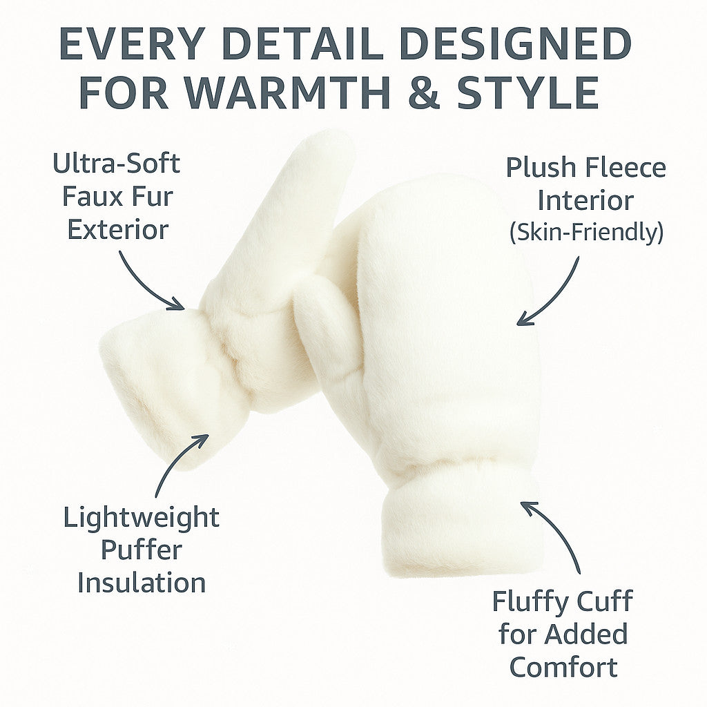 Faux Fur Puffer Mittens
