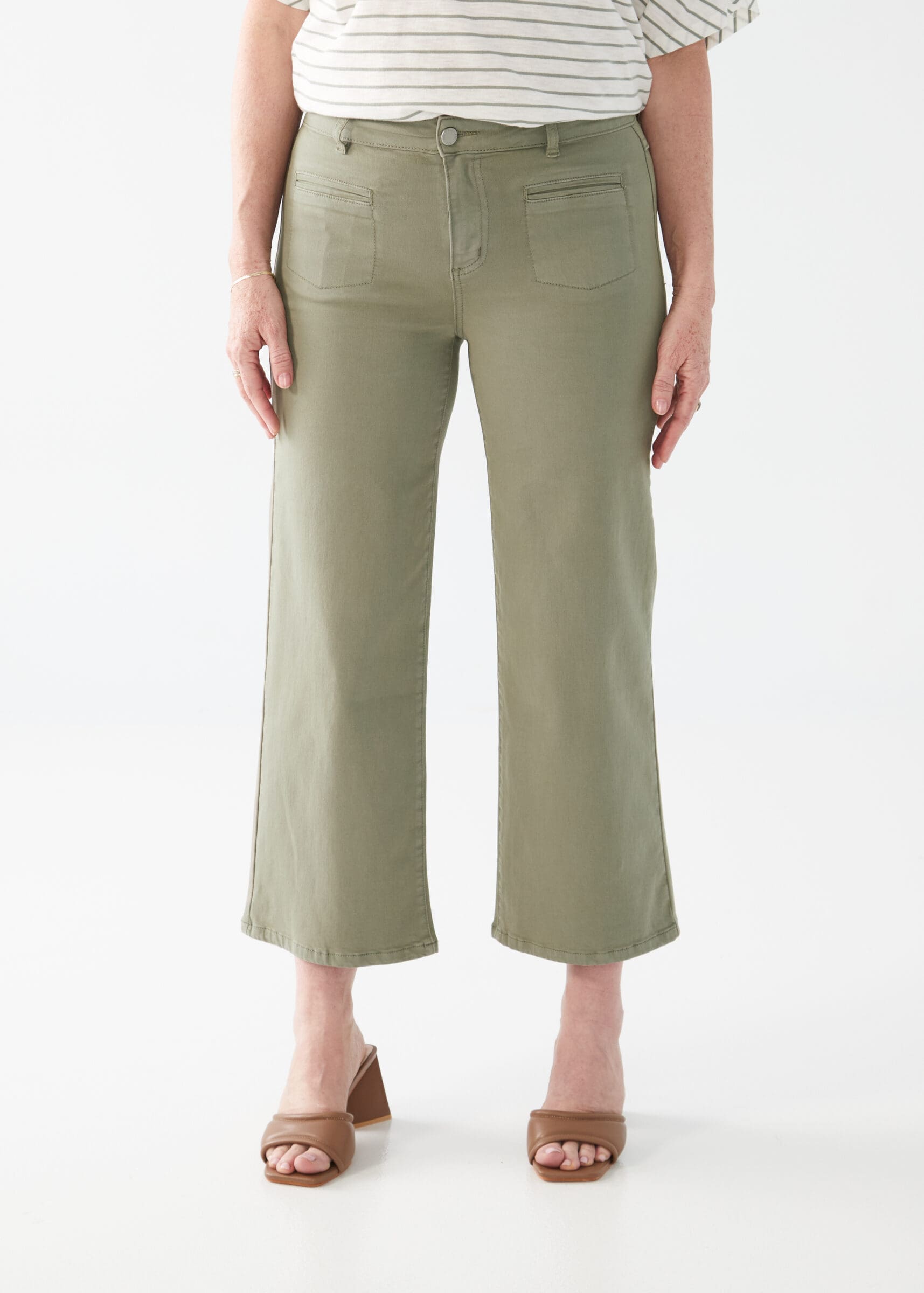 Khaki crop deals pants