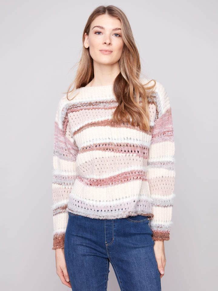 Fig Patchwork Drop Shoulder Sweater