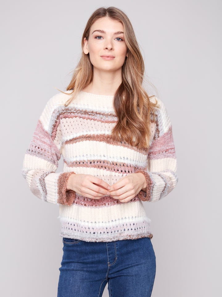 Fig Patchwork Drop Shoulder Sweater