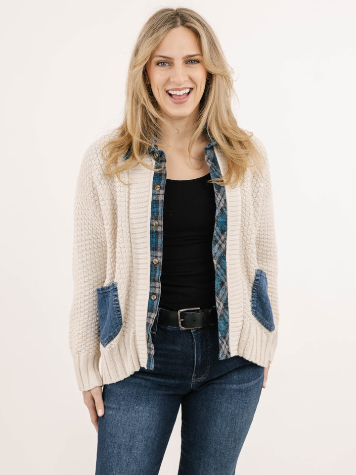 Flannel and Denim Patch Trail Sweater