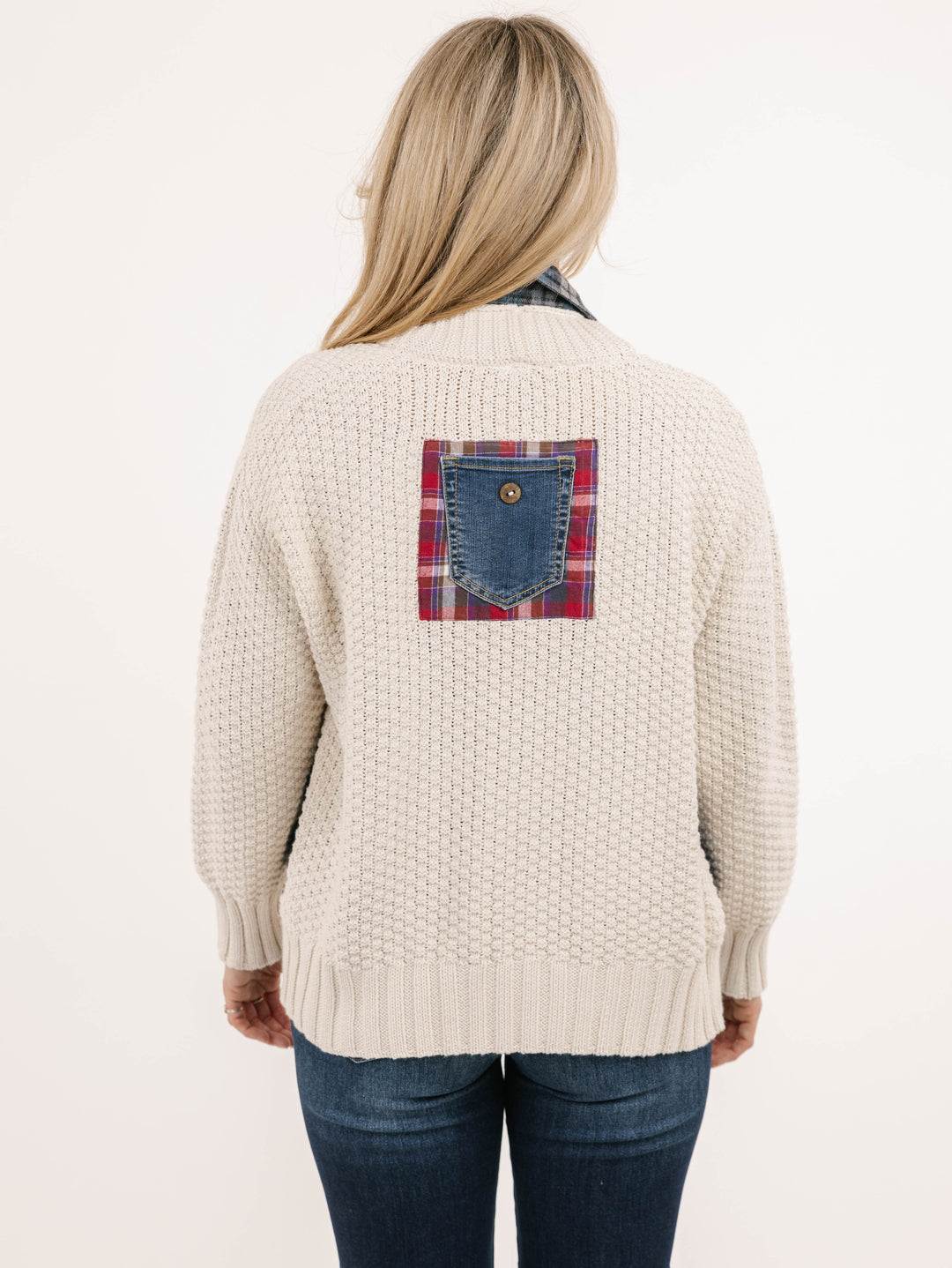 Flannel and Denim Patch Trail Sweater