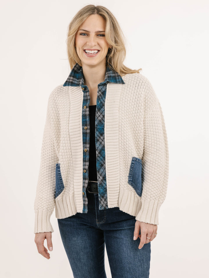 Flannel and Denim Patch Trail Sweater