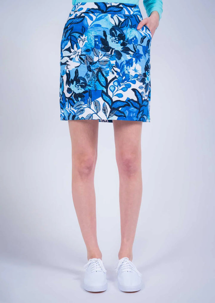 Floral Blues Print Skort