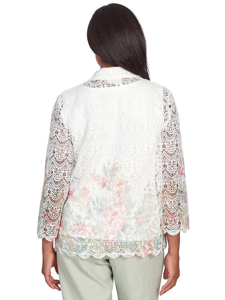 Floral Border Crochet Lace Jacket & Cami Set