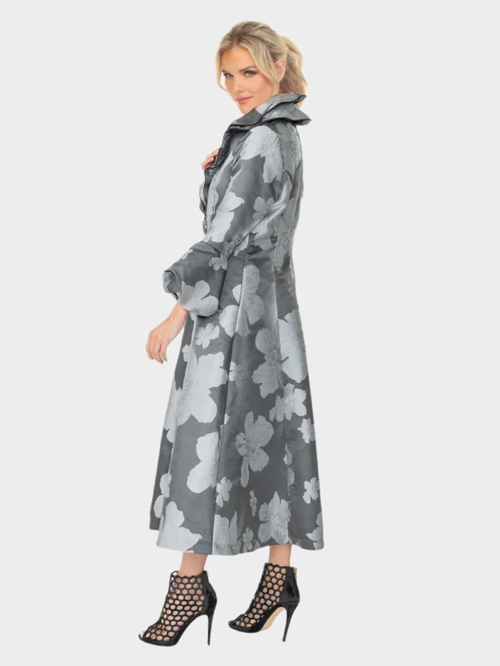 Floral Jacquard A-Line Coat