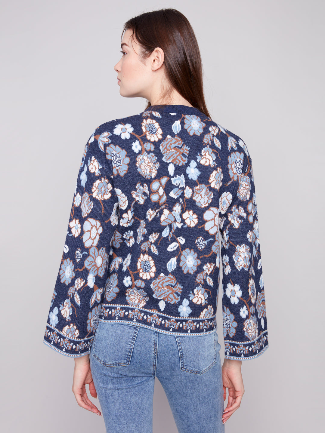 Floral Jacquard Plush Knit Sweater