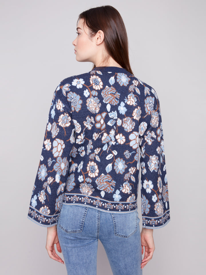 Floral Jacquard Plush Knit Sweater