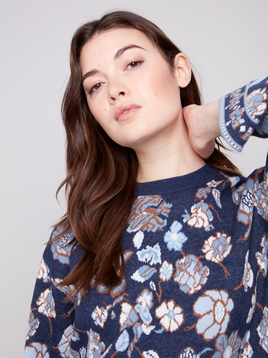 Floral Jacquard Plush Knit Sweater