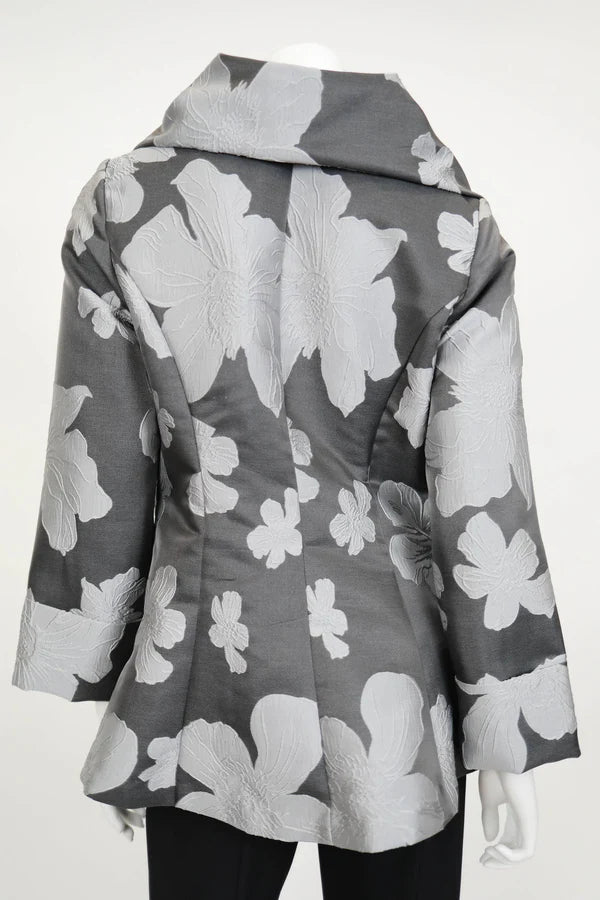 Floral Jacquard Wide Collar Jacket