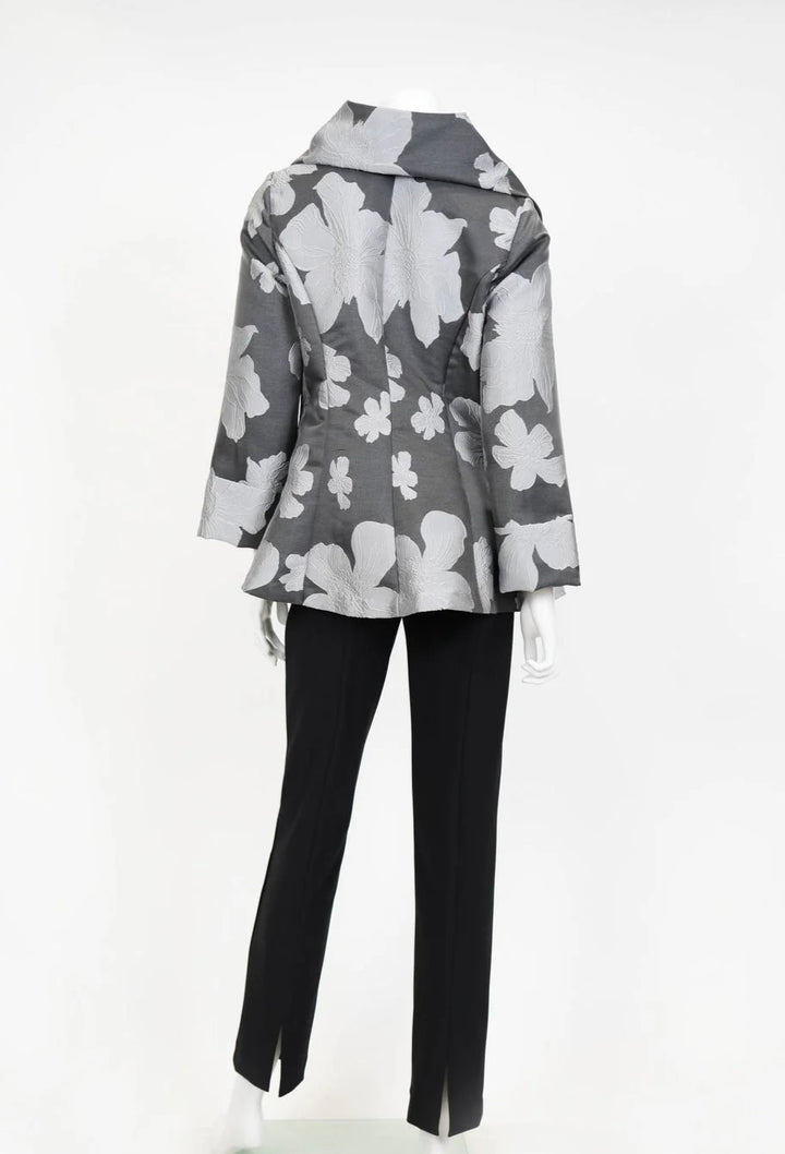 Floral Jacquard Wide Collar Jacket