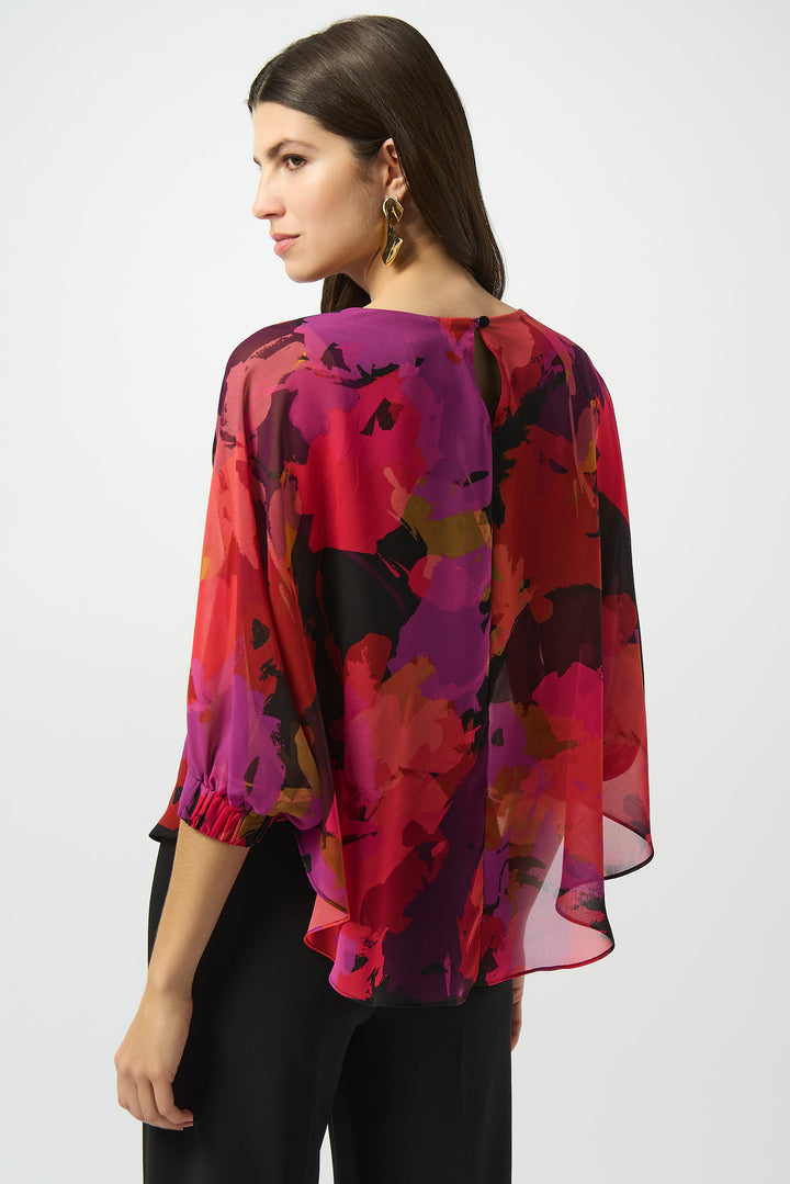 Floral Print Chiffon Boxy Blouse