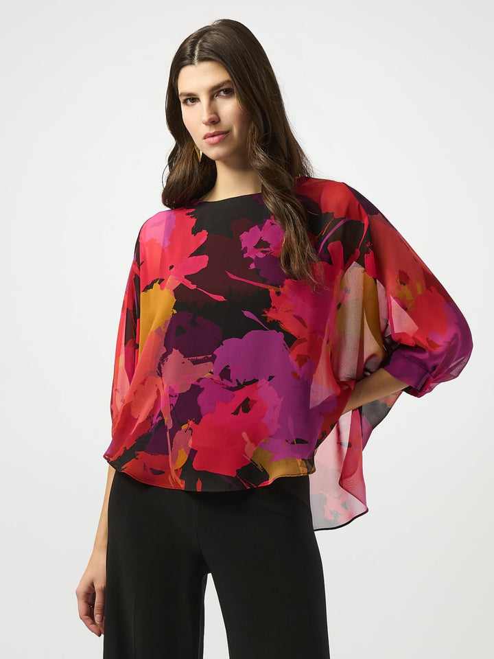 Floral Print Chiffon Boxy Blouse