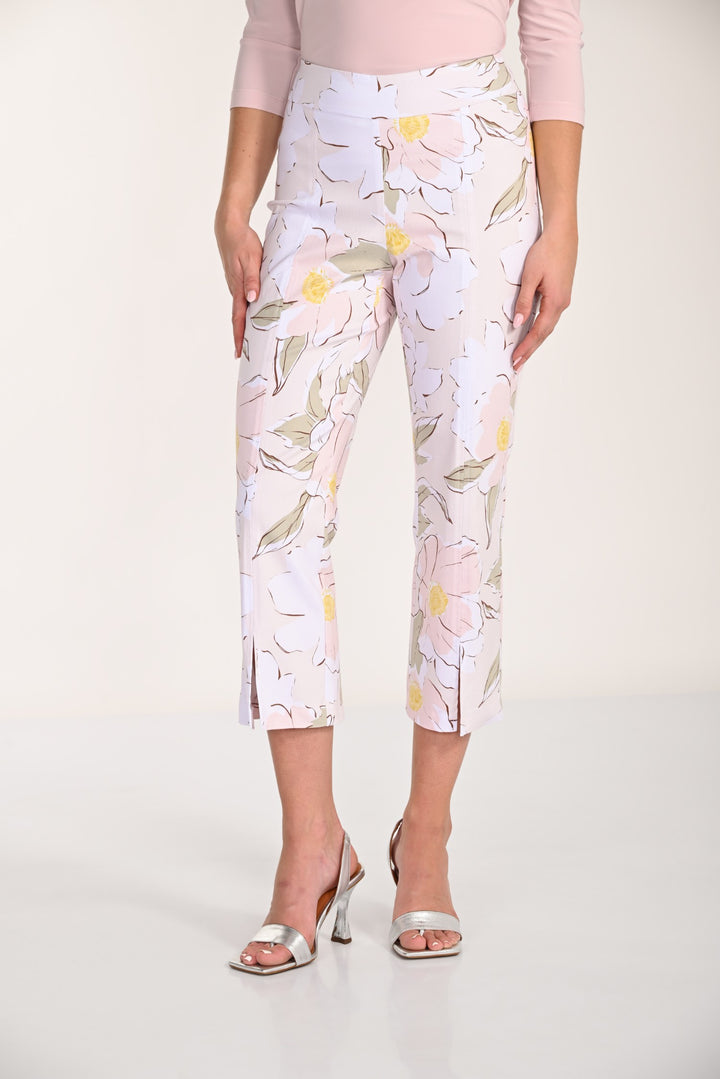 Floral Print Front Slit Crop Pant