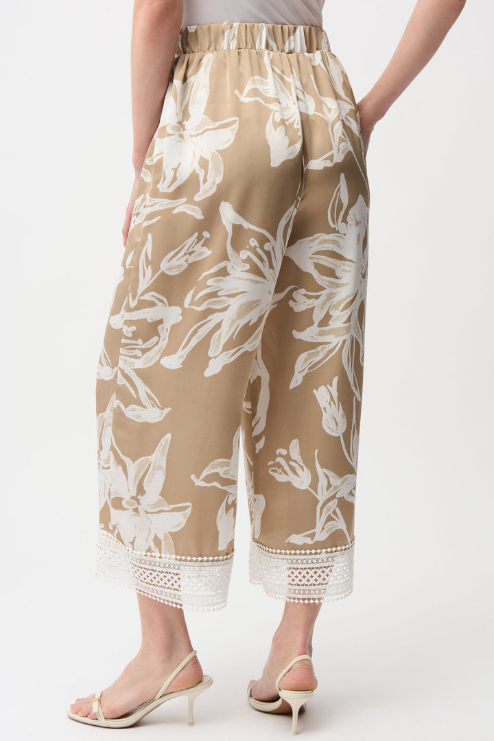 Floral Print Lace Trim Culotte Pant