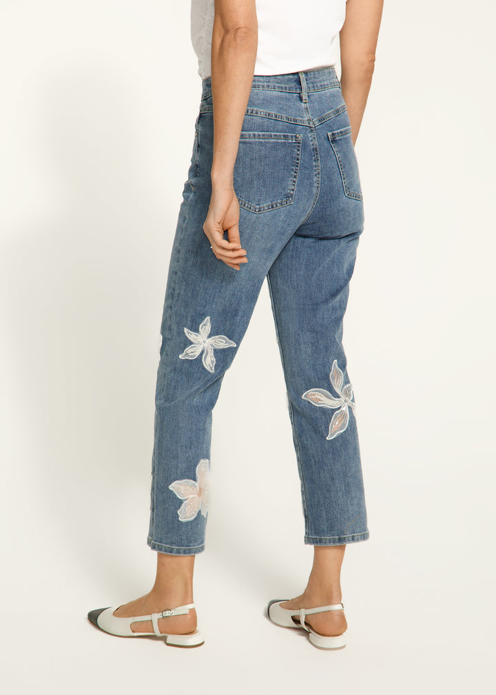 Flower Detail Suzanne Pencil Crop Jean