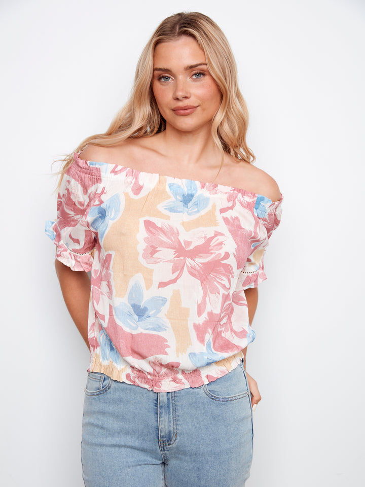 Flowery Print Off Shoulder Blouse