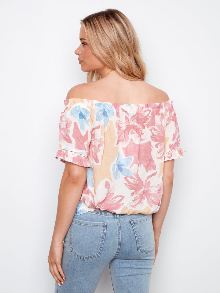 Flowery Print Off Shoulder Blouse