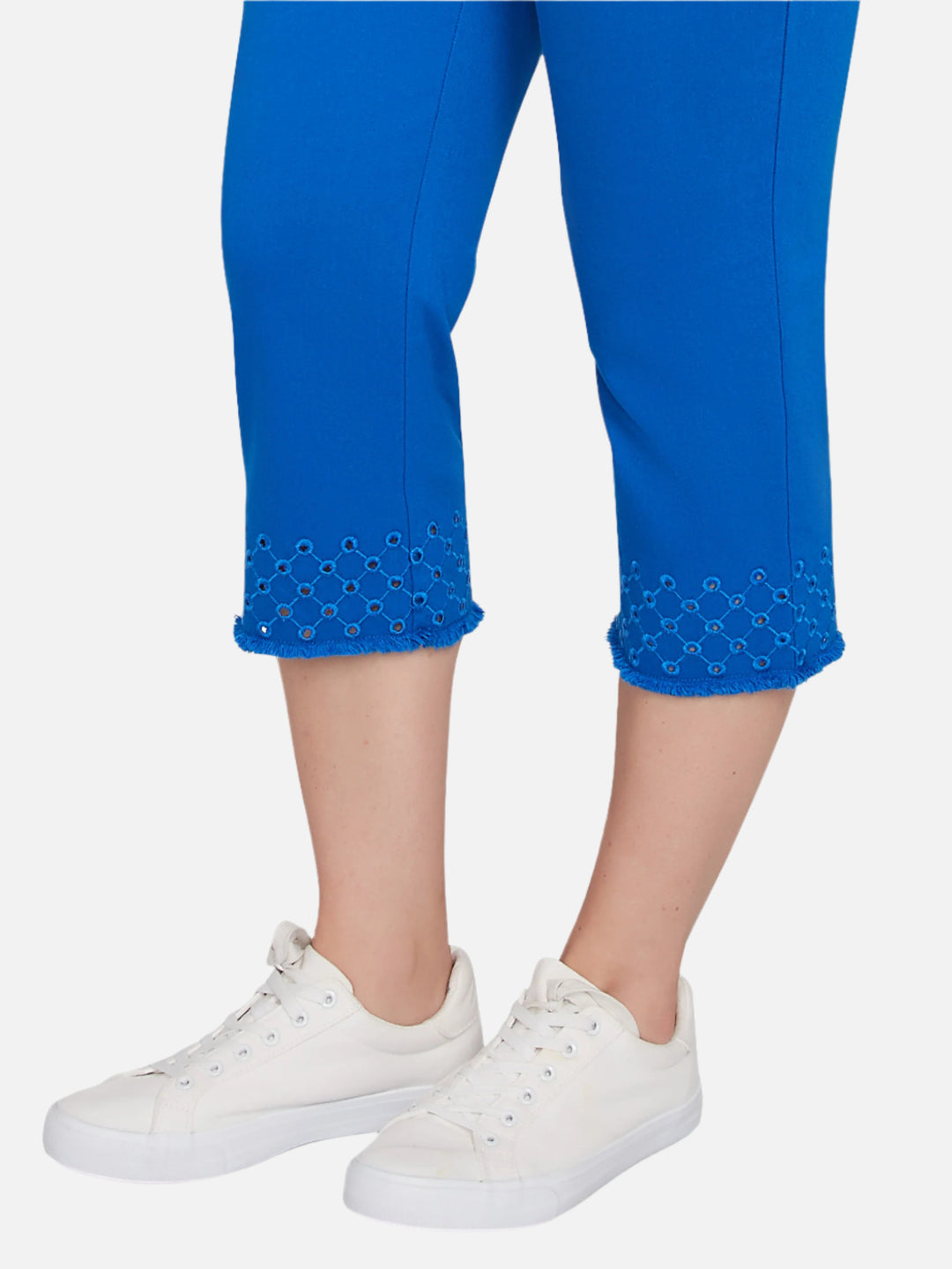 French Blue Eyelet Hem Capri