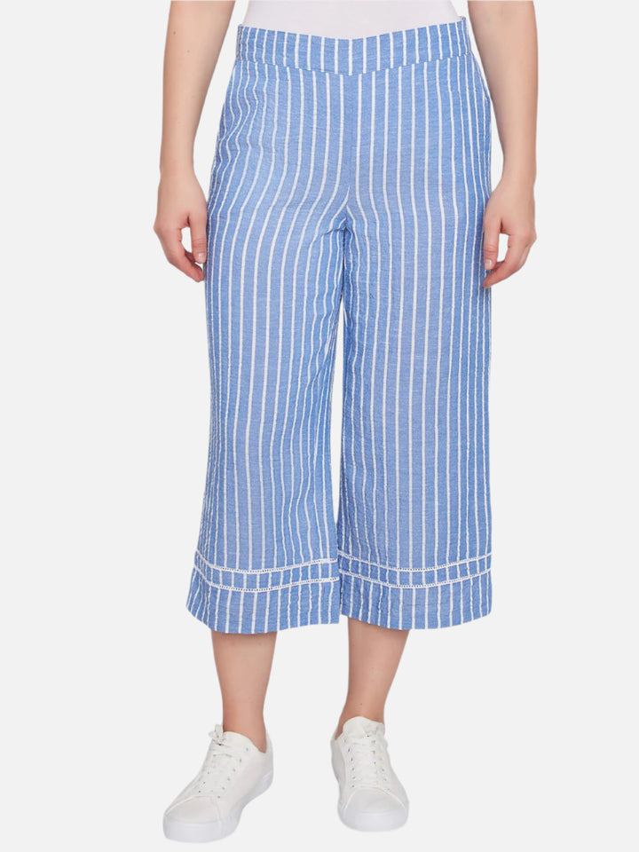 French Blue Striped Capri Pant