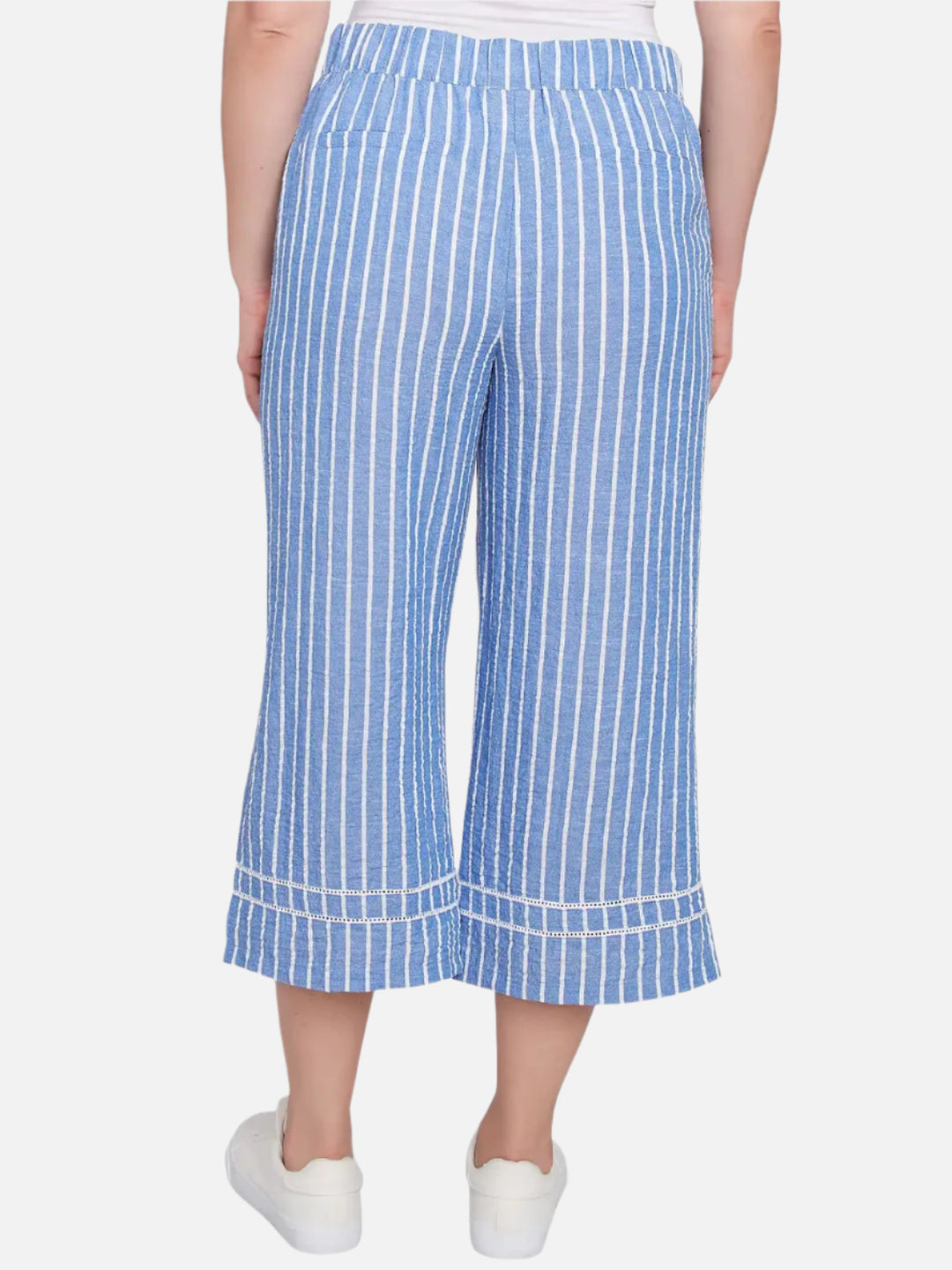 French Blue Striped Capri Pant