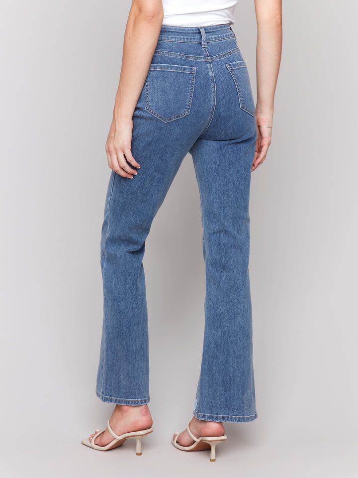 Front Slit Embroidered Jean