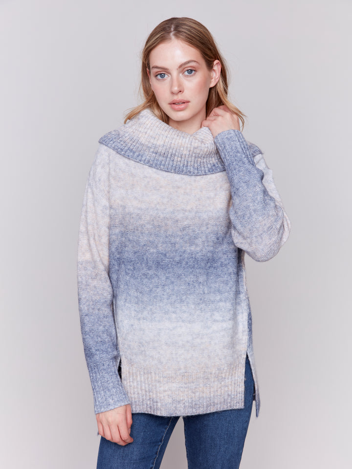 Frost Cowl Neck Ombre Tunic Sweater