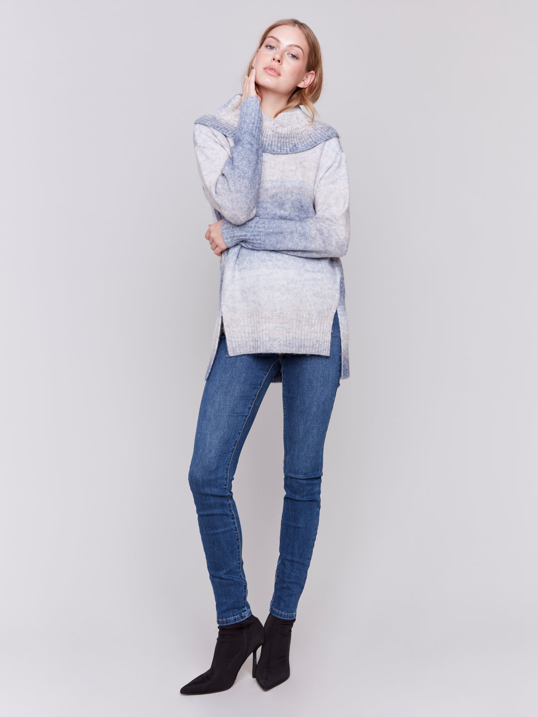 Frost Cowl Neck Ombre Tunic Sweater