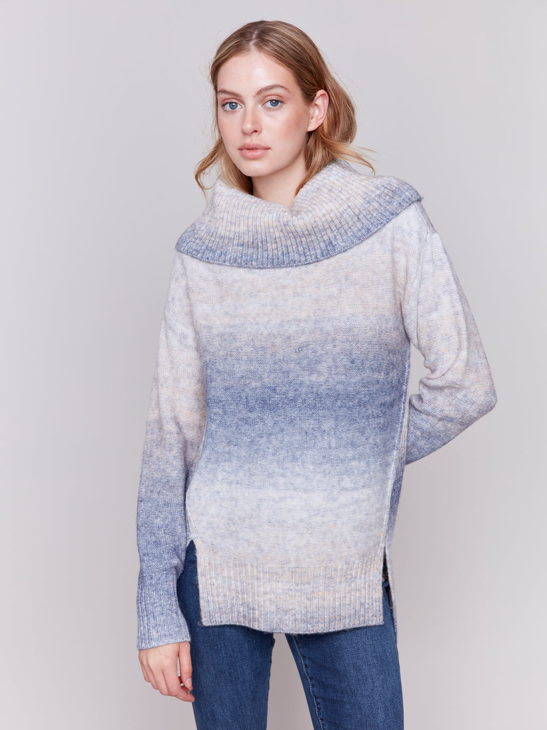 Frost Cowl Neck Ombre Tunic Sweater