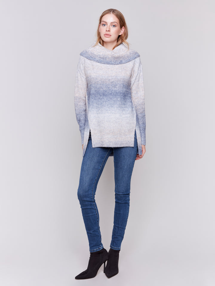 Frost Cowl Neck Ombre Tunic Sweater