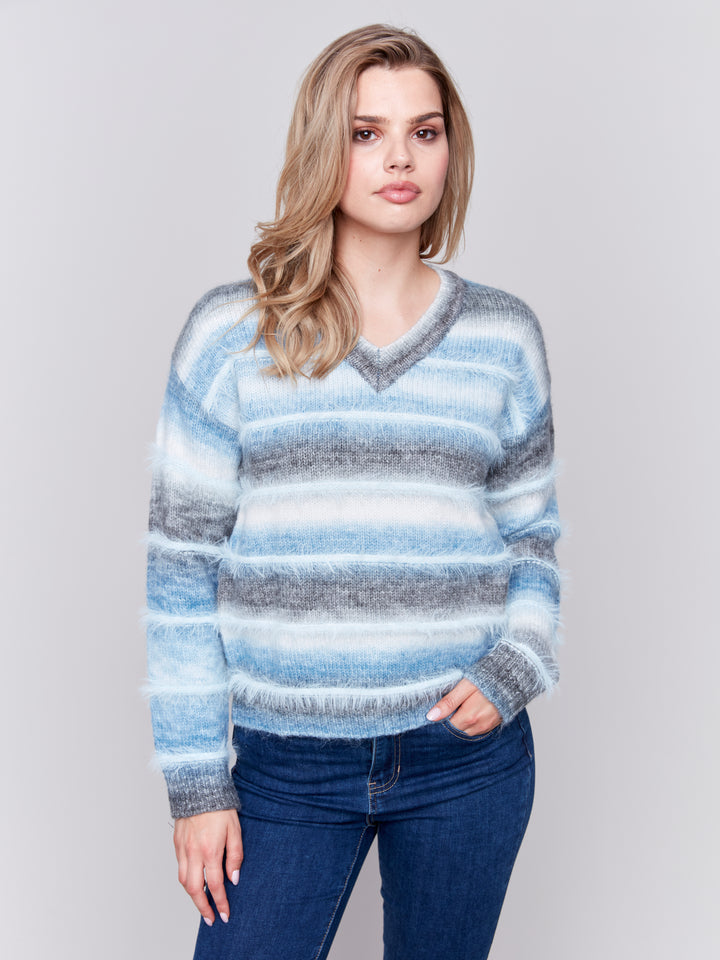 Frost Eyelash Knit Striped Sweater