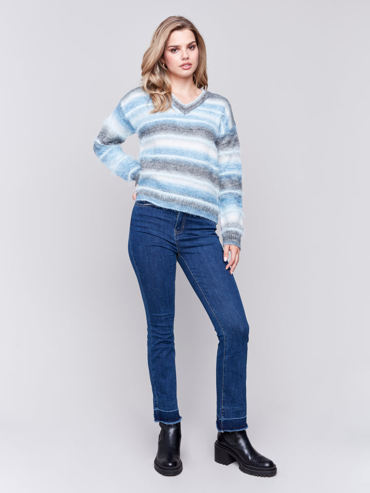 Frost Eyelash Knit Striped Sweater