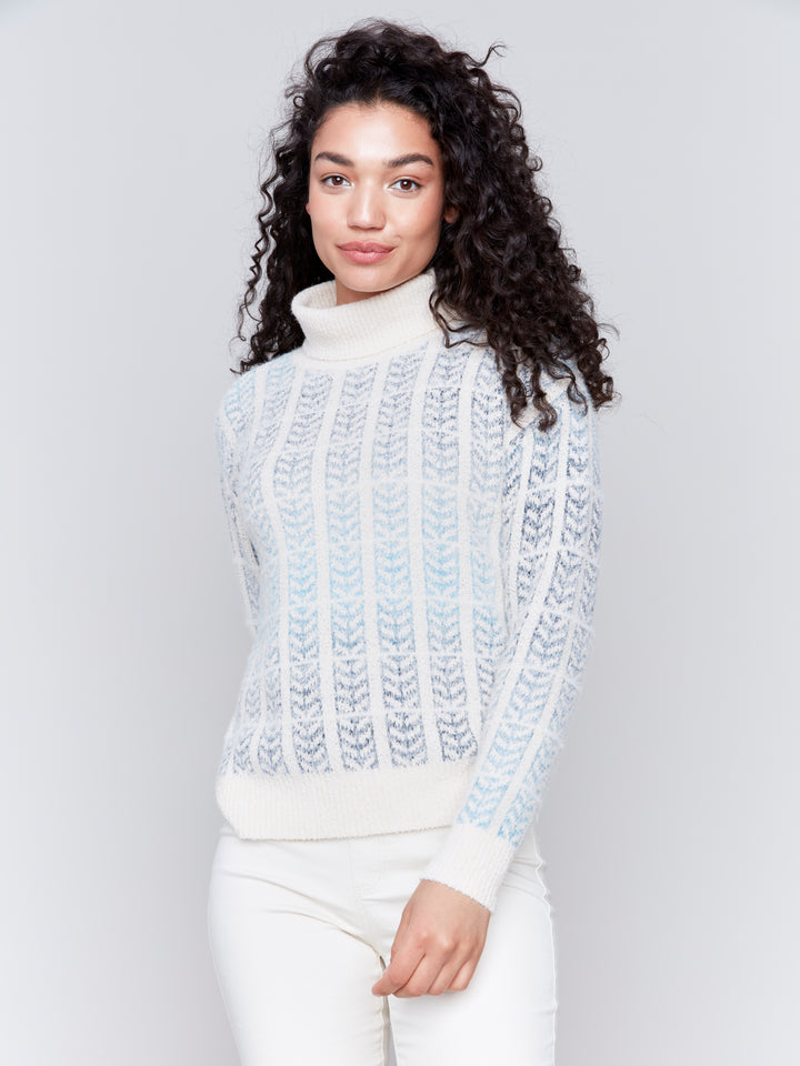 Frost Ombre Jacquard Turtleneck Sweater