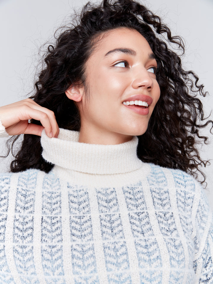 Frost Ombre Jacquard Turtleneck Sweater