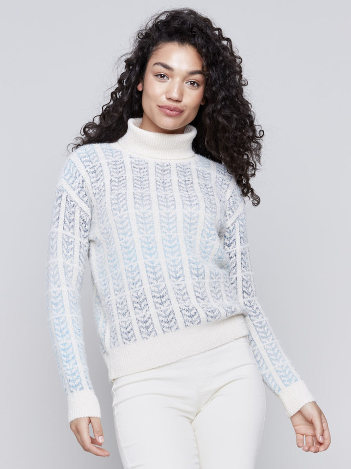 Frost Ombre Jacquard Turtleneck Sweater