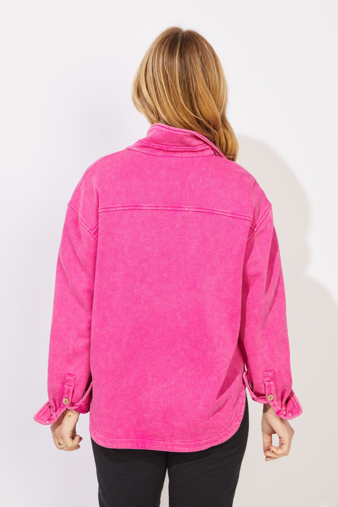 Fuchsia Anywhere French Terry Shacket