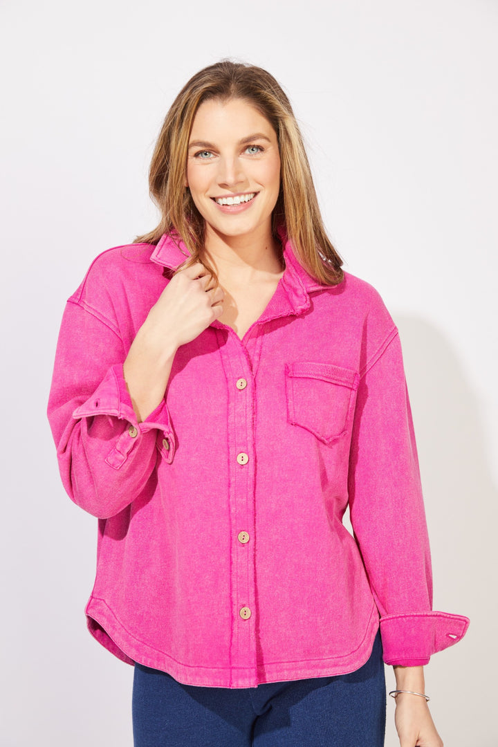 Fuchsia Anywhere French Terry Shacket
