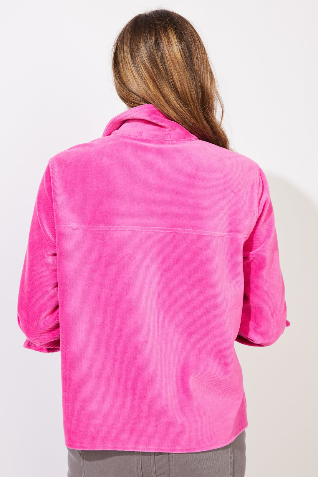 Fuchsia Corded Velour Camp Jacket