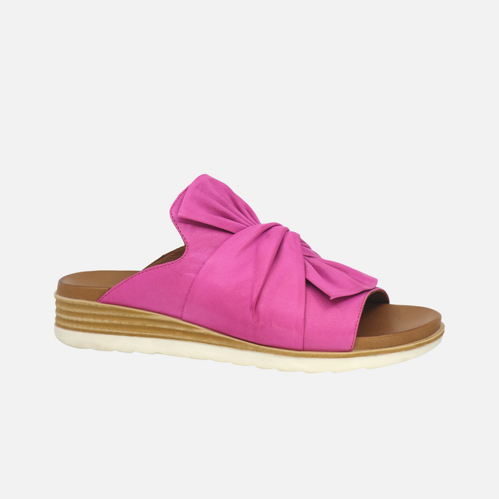 Fuchsia Lisbon Bow Detail Leather Sandal
