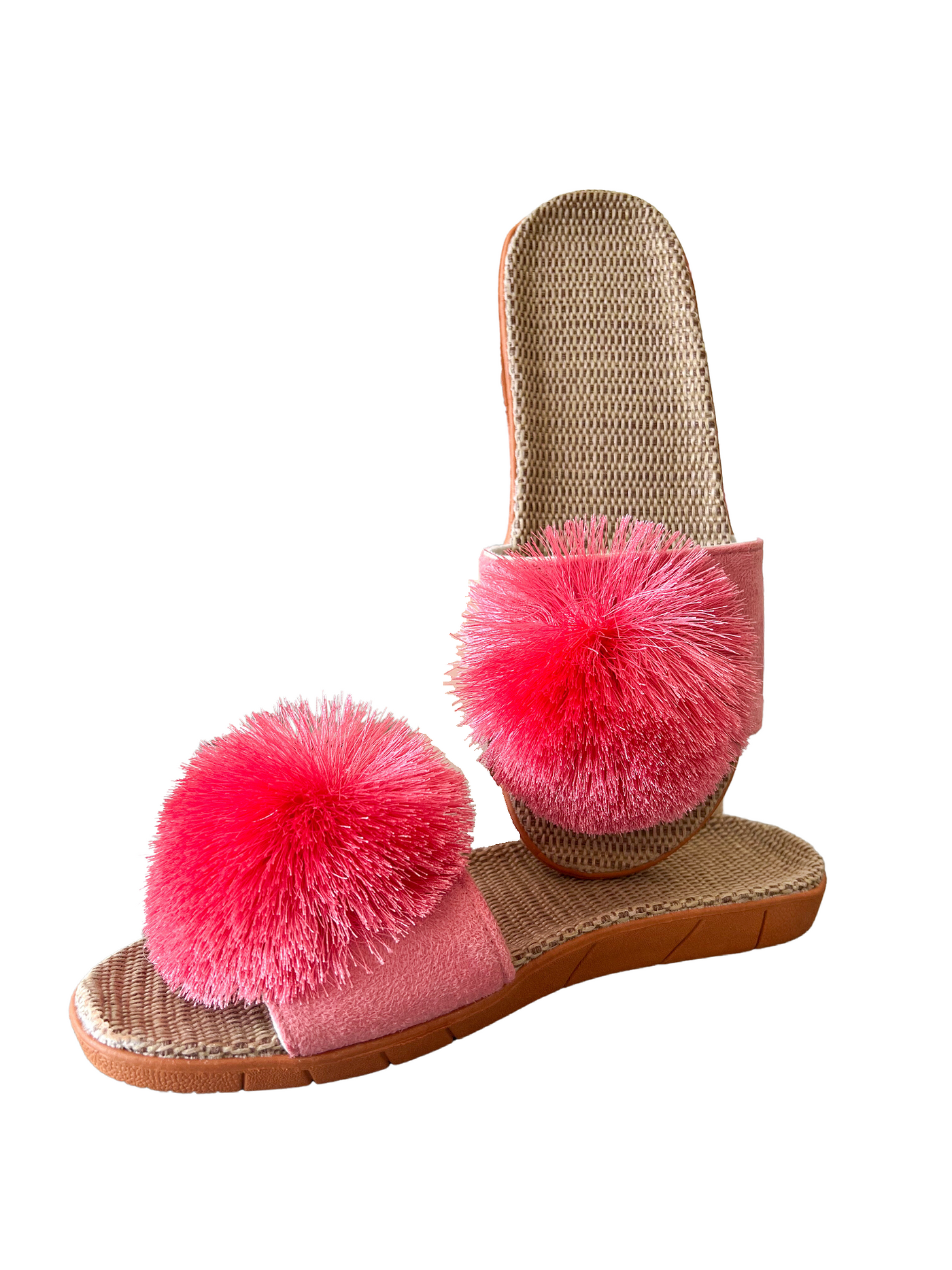 Fuchsia PomPom Slides