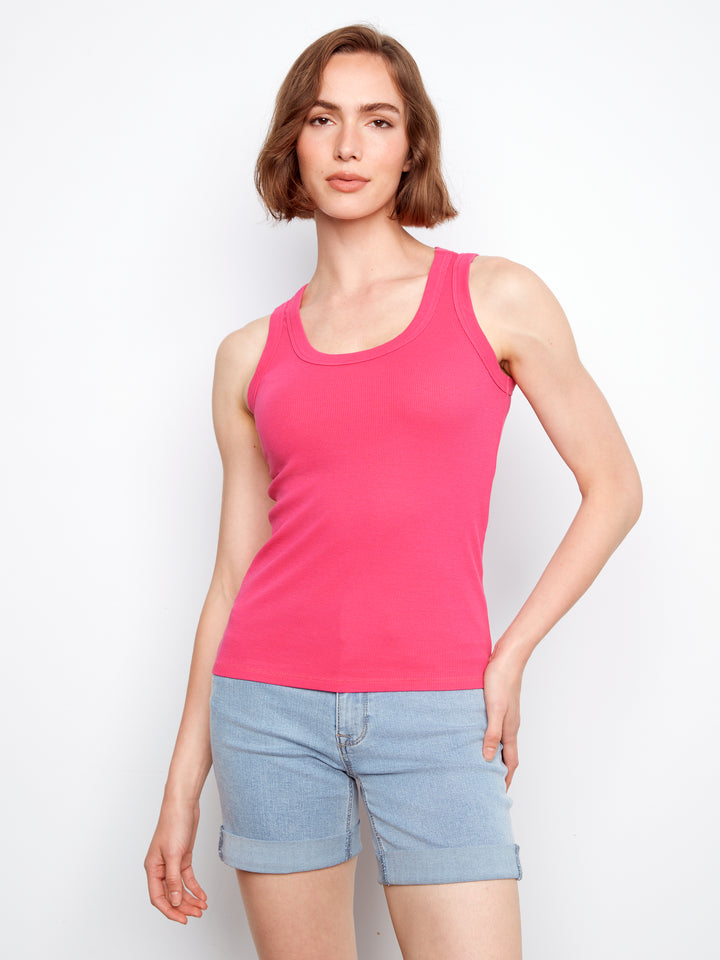 Fuchsia Tencel Ribbed Tank