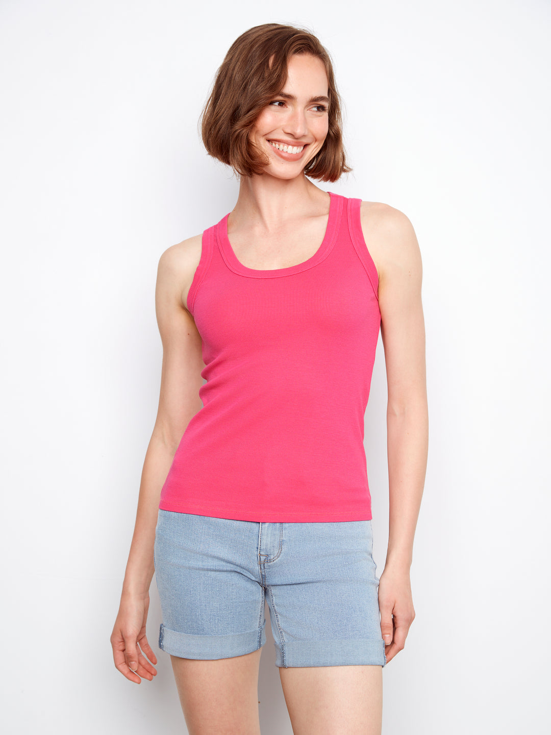 Fuchsia Tencel Ribbed Tank