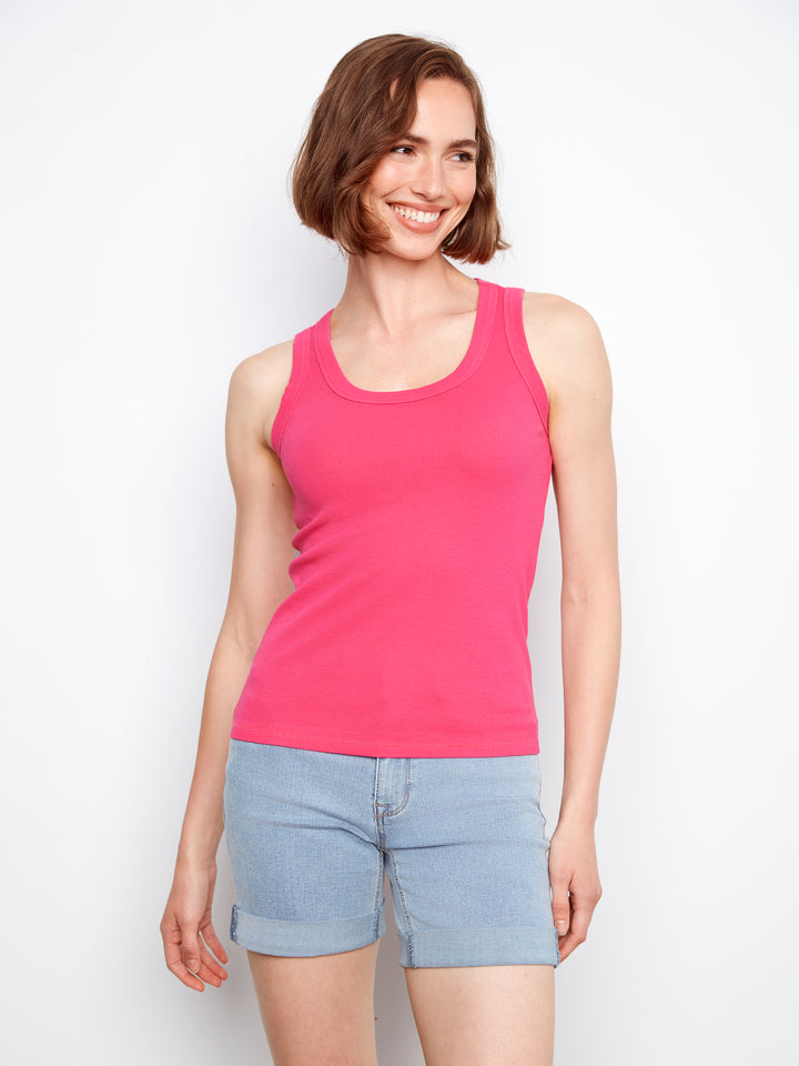 Fuchsia Tencel Ribbed Tank