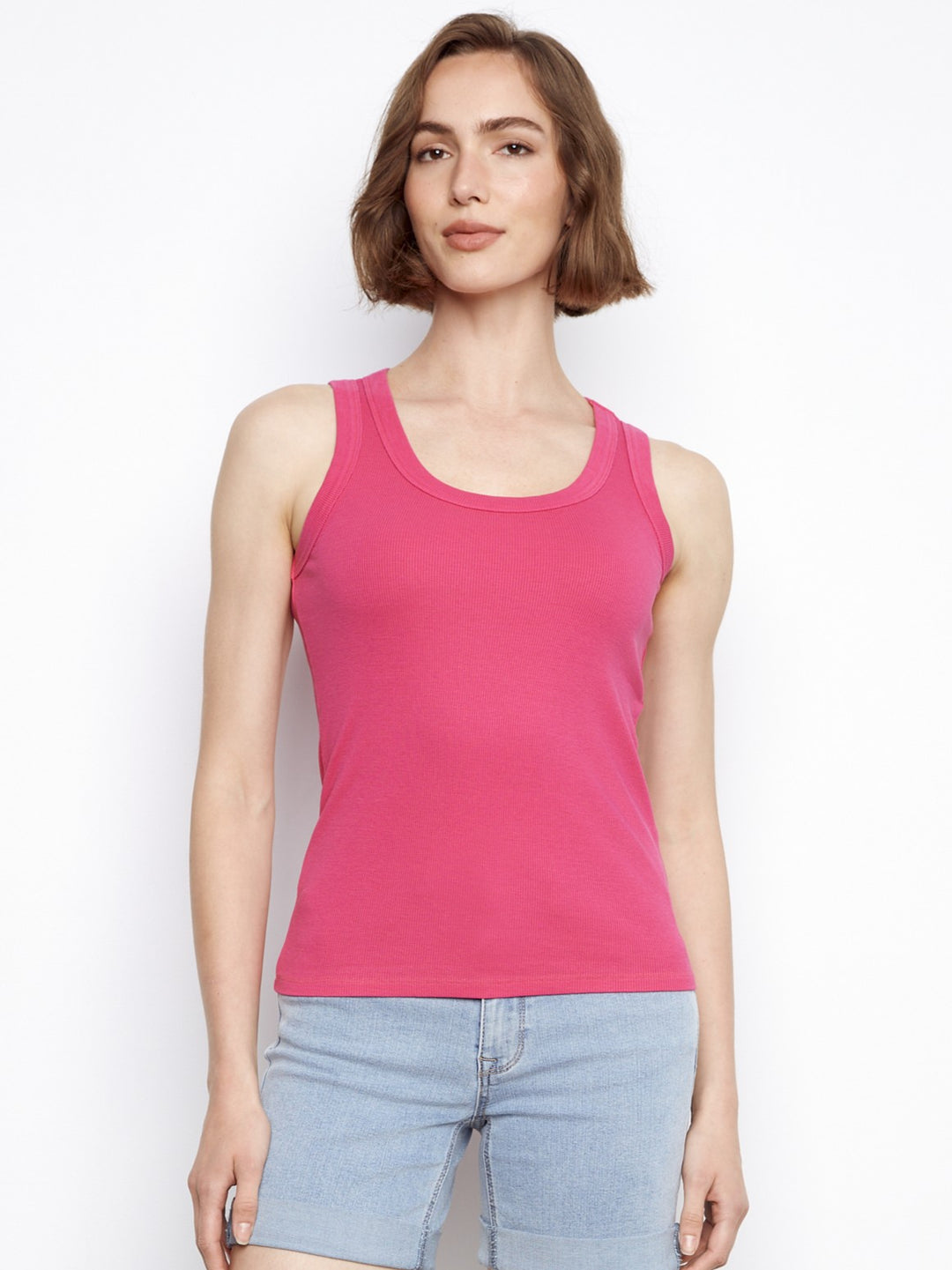 Fuchsia Tencel Ribbed Tank