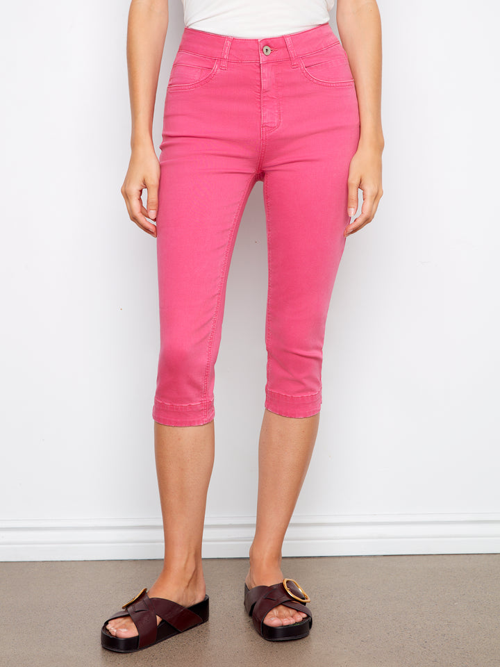 Fuchsia Twill Capri Pant