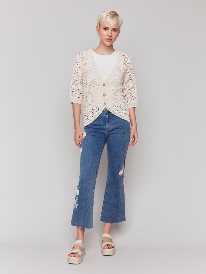 Funky Embroidered Crochet Jean