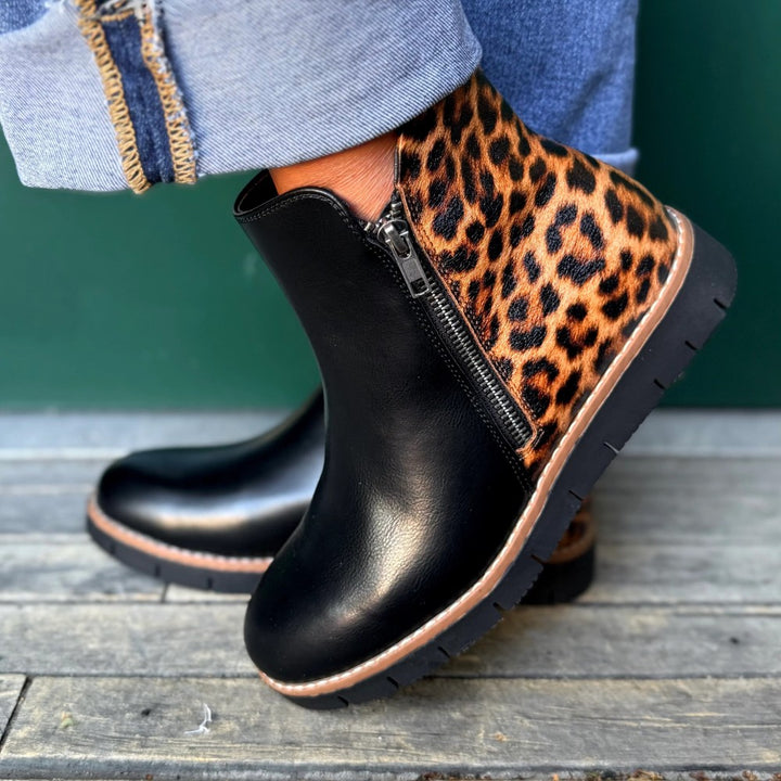 Gabby Leopard Side Zip Boot